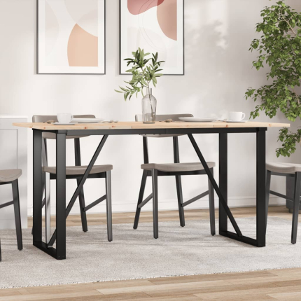Table à manger Style Industriel cadre en O en bois de pin massif & fonte 160 x 80 x 75 cm {attributes}