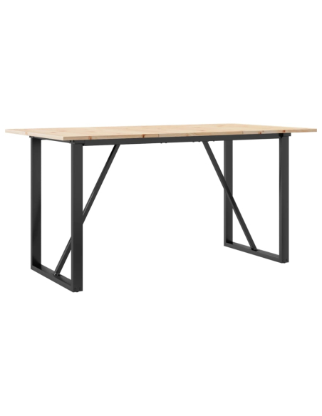 Table à manger Style Industriel cadre en O en bois de pin massif & fonte 160 x 80 x 75 cm {attributes}