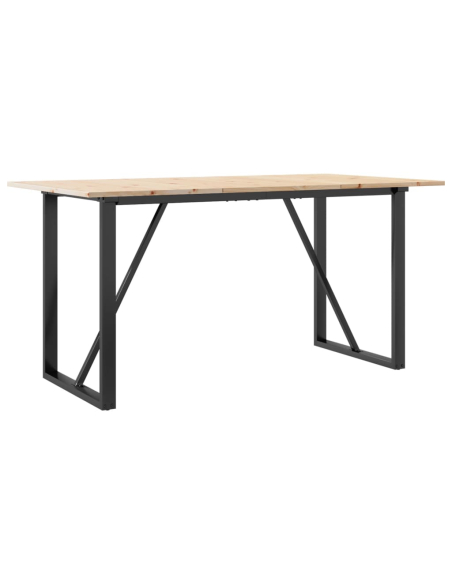 Table à manger Style Industriel cadre en O en bois de pin massif & fonte 160 x 80 x 75 cm {attributes}