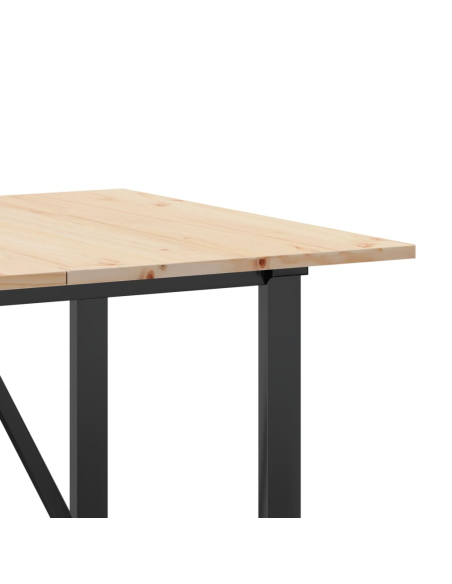Table à manger Style Industriel cadre en O en bois de pin massif & fonte 160 x 80 x 75 cm {attributes}