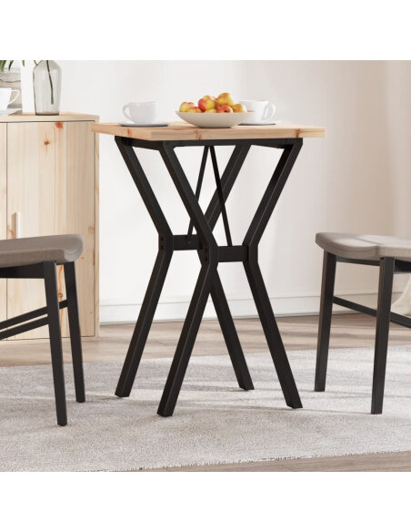 Table à manger Style Industriel cadre en Y en bois de pin massif & fonte 50 x 50 x 75.5 cm {attributes}