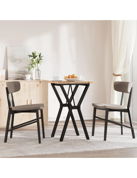 Table à manger Style Industriel cadre en Y en bois de pin massif & fonte 50 x 50 x 75.5 cm {attributes}