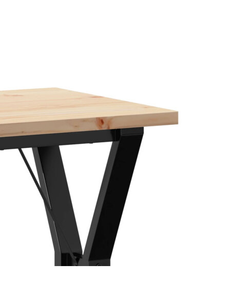 Table à manger Style Industriel cadre en Y en bois de pin massif & fonte 50 x 50 x 75.5 cm {attributes}