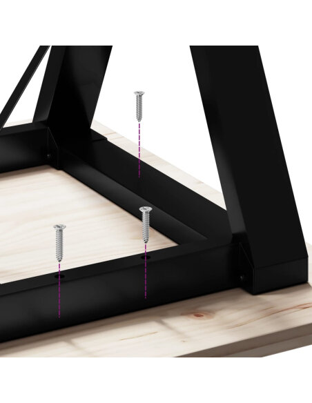 Table à manger Style Industriel cadre en Y en bois de pin massif & fonte 50 x 50 x 75.5 cm {attributes}