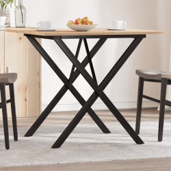 Table à manger Style Industriel cadre en X en bois de pin massif & fonte 90 x 90 x 75 cm {attributes} 2