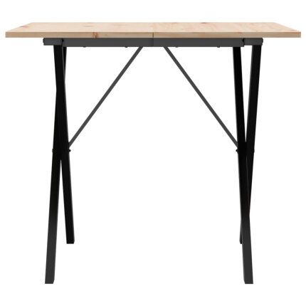 Table à manger Style Industriel cadre en X en bois de pin massif & fonte 90 x 90 x 75 cm {attributes}