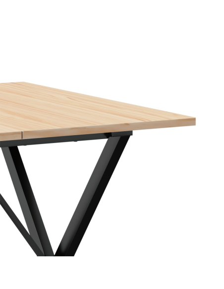 Table à manger Style Industriel cadre en X en bois de pin massif & fonte 90 x 90 x 75 cm {attributes}