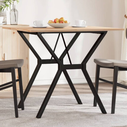 Table à manger Style Industriel cadre en Y en bois de pin massif & fonte 90 x 90 x 75 cm {attributes}