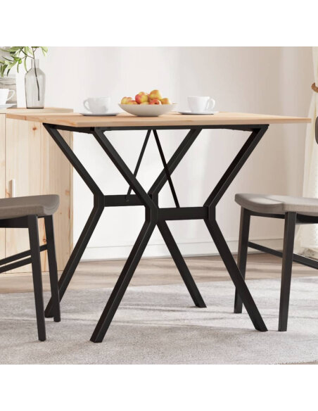 Table à manger Style Industriel cadre en Y en bois de pin massif & fonte 90 x 90 x 75 cm {attributes} Table à manger Style Industriel cadre en Y en bois de pin massif & fonte 90 x 90 x 75 cm {attributes}