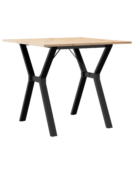 Table à manger Style Industriel cadre en Y en bois de pin massif & fonte 90 x 90 x 75 cm {attributes} Table à manger Style Industriel cadre en Y en bois de pin massif & fonte 90 x 90 x 75 cm {attributes}