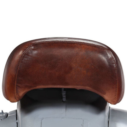 Chaise de bar Rétro / Vintage en cuir véritable et bois recyclé Gris  {attributes}