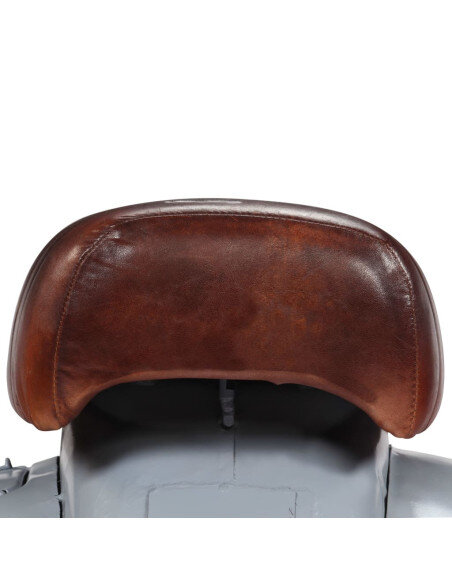 Chaise de bar Rétro / Vintage en cuir véritable et bois recyclé Gris  {attributes} Chaise de bar Rétro / Vintage en cuir véritable et bois recyclé Gris  {attributes}