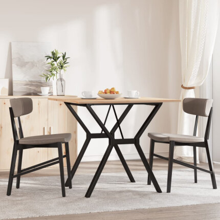 Table à manger Style Industriel cadre en Y en bois de pin massif & fonte 90 x 90 x 75 cm {attributes}
