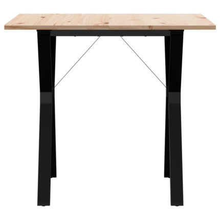 Table à manger Style Industriel cadre en Y en bois de pin massif & fonte 90 x 90 x 75 cm {attributes}