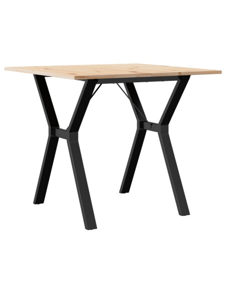 Table à manger Style Industriel cadre en Y en bois de pin massif & fonte 90 x 90 x 75 cm {attributes} Table à manger Style Industriel cadre en Y en bois de pin massif & fonte 90 x 90 x 75 cm {attributes}