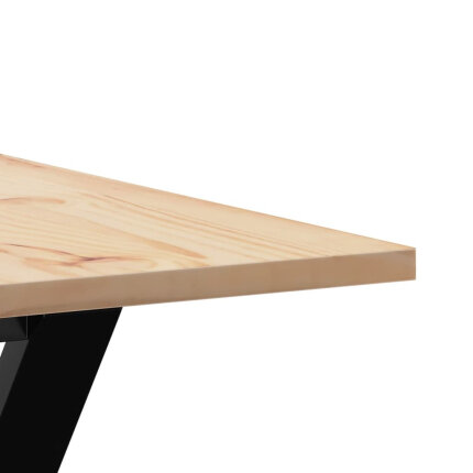 Table à manger Style Industriel cadre en Y en bois de pin massif & fonte 90 x 90 x 75 cm {attributes}