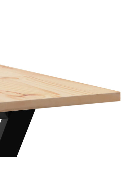 Table à manger Style Industriel cadre en Y en bois de pin massif & fonte 90 x 90 x 75 cm {attributes} Table à manger Style Industriel cadre en Y en bois de pin massif & fonte 90 x 90 x 75 cm {attributes}