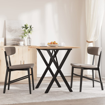 Table à manger Style Industriel cadre en X en bois de pin massif & fonte 60 x 60 x 75.5 cm {attributes}