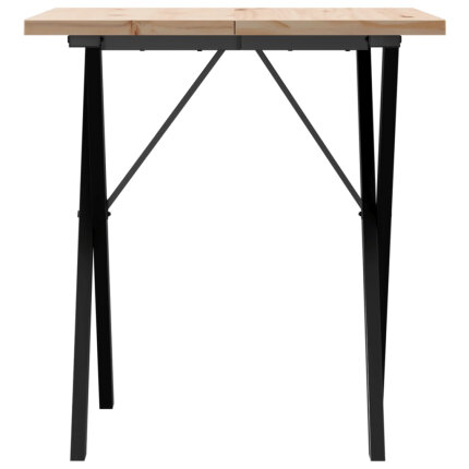 Table à manger Style Industriel cadre en X en bois de pin massif & fonte 60 x 60 x 75.5 cm {attributes}