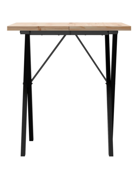 Table à manger Style Industriel cadre en X en bois de pin massif & fonte 60 x 60 x 75.5 cm {attributes}