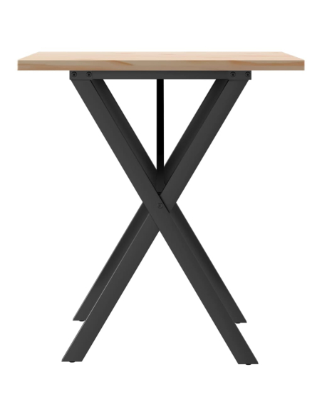 Table à manger Style Industriel cadre en X en bois de pin massif & fonte 60 x 60 x 75.5 cm {attributes}