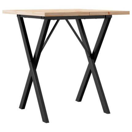 Table à manger Style Industriel cadre en X en bois de pin massif & fonte 60 x 60 x 75.5 cm {attributes}