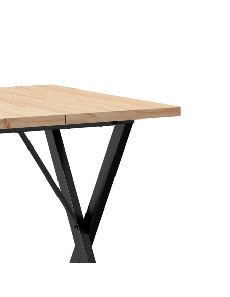 Table à manger Style Industriel cadre en X en bois de pin massif & fonte 60 x 60 x 75.5 cm {attributes}