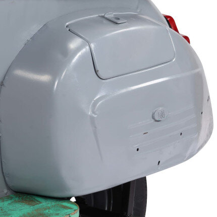 Chaise de bar Rétro / Vintage en cuir véritable et bois recyclé Gris  {attributes}