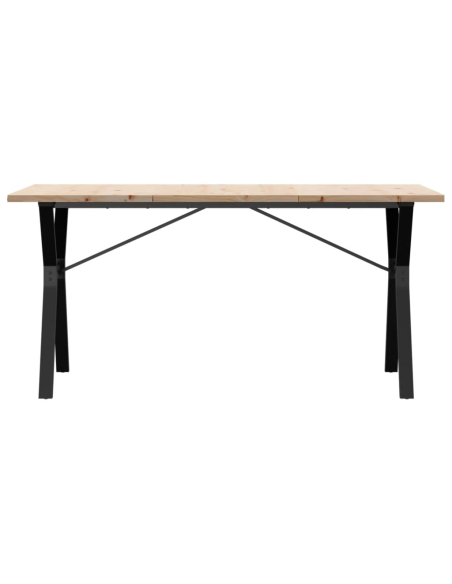 Table à manger Style Industriel cadre en Y en bois de pin massif & fonte 160 x 80 x 75.5 cm {attributes}
