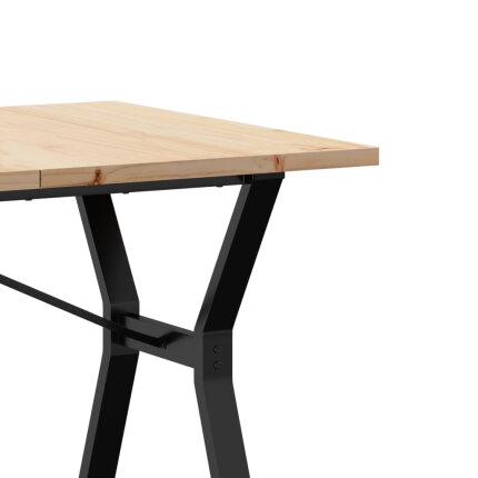 Table à manger Style Industriel cadre en Y en bois de pin massif & fonte 160 x 80 x 75.5 cm {attributes}