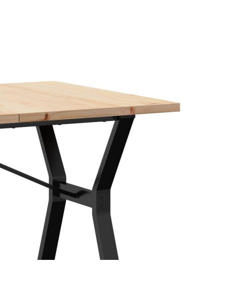 Table à manger Style Industriel cadre en Y en bois de pin massif & fonte 160 x 80 x 75.5 cm {attributes}