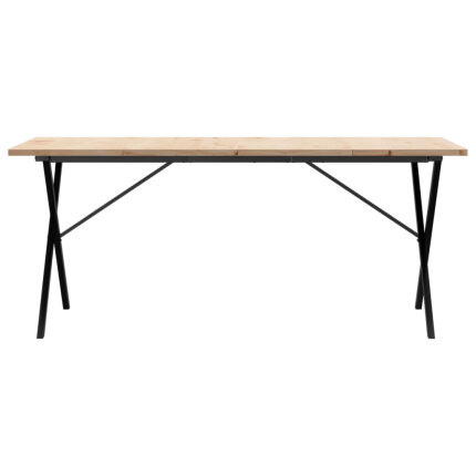 Table à manger Style Industriel cadre en X en bois de pin massif & fonte 180 x 90 x 75.5 cm {attributes}