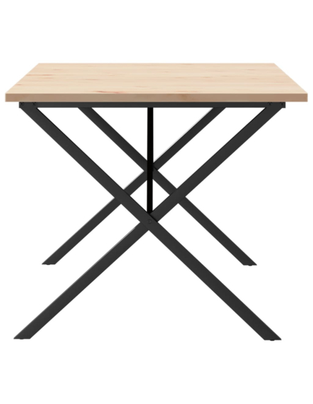 Table à manger Style Industriel cadre en X en bois de pin massif & fonte 180 x 90 x 75.5 cm {attributes}
