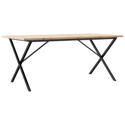 Table à manger Style Industriel cadre en X en bois de pin massif & fonte 180 x 90 x 75.5 cm {attributes}
