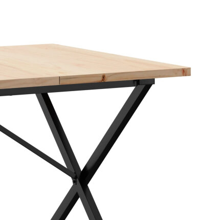 Table à manger Style Industriel cadre en X en bois de pin massif & fonte 180 x 90 x 75.5 cm {attributes}