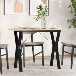 Table à manger Style Industriel cadre en Y en bois de pin massif & fonte 100 x 50 x 75.5 cm {attributes} 2