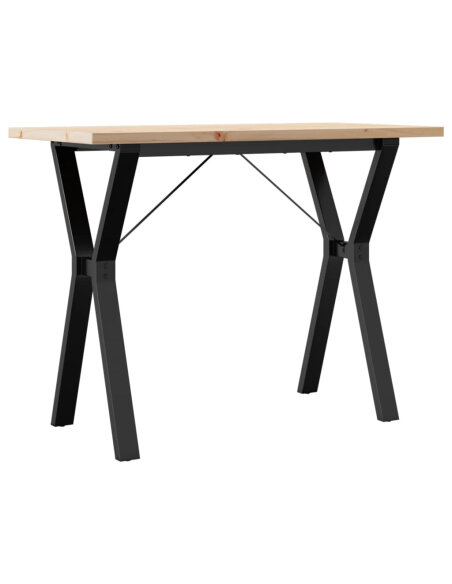 Table à manger Style Industriel cadre en Y en bois de pin massif & fonte 100 x 50 x 75.5 cm {attributes}