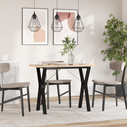 Table à manger Style Industriel cadre en Y en bois de pin massif & fonte 100 x 50 x 75.5 cm {attributes}