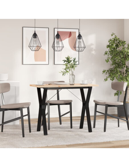 Table à manger Style Industriel cadre en Y en bois de pin massif & fonte 100 x 50 x 75.5 cm {attributes}