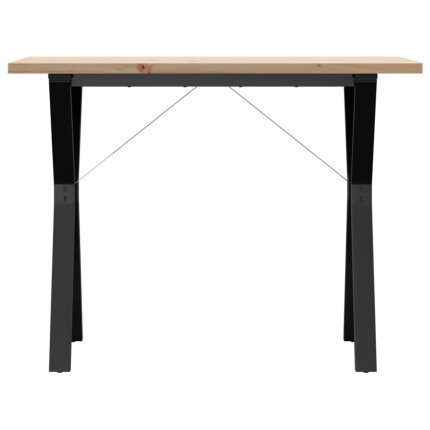 Table à manger Style Industriel cadre en Y en bois de pin massif & fonte 100 x 50 x 75.5 cm {attributes}
