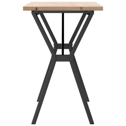 Table à manger Style Industriel cadre en Y en bois de pin massif & fonte 100 x 50 x 75.5 cm {attributes}