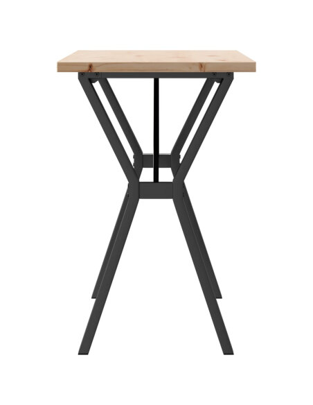 Table à manger Style Industriel cadre en Y en bois de pin massif & fonte 100 x 50 x 75.5 cm {attributes}