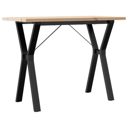 Table à manger Style Industriel cadre en Y en bois de pin massif & fonte 100 x 50 x 75.5 cm {attributes}