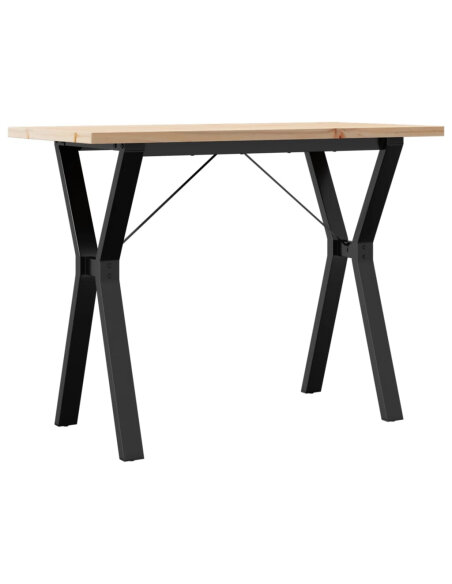 Table à manger Style Industriel cadre en Y en bois de pin massif & fonte 100 x 50 x 75.5 cm {attributes}