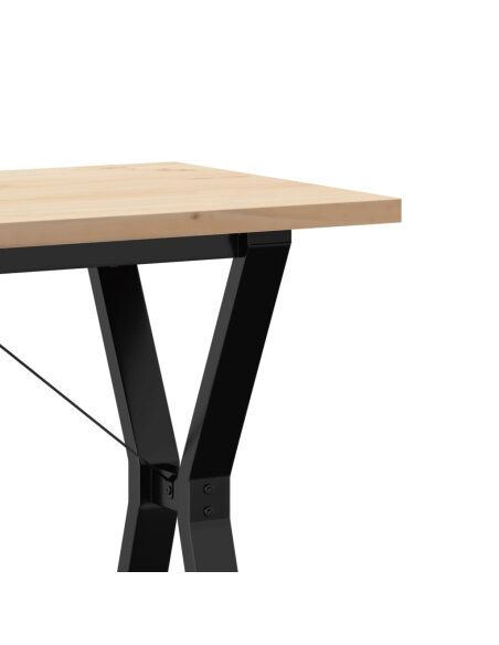 Table à manger Style Industriel cadre en Y en bois de pin massif & fonte 100 x 50 x 75.5 cm {attributes}