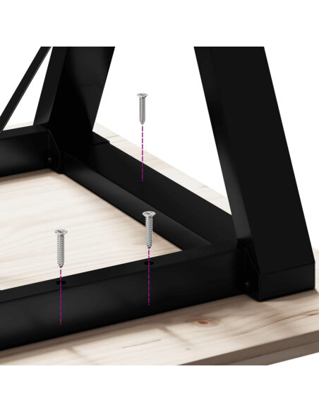 Table à manger Style Industriel cadre en Y en bois de pin massif & fonte 100 x 50 x 75.5 cm {attributes}