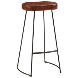 Tabourets de bar gavin Industriel / Rétro - Vintage en lot de 2 avec cadre en métal et revêtement en cuir Brun 44 x 37.5 x 78 cm 2