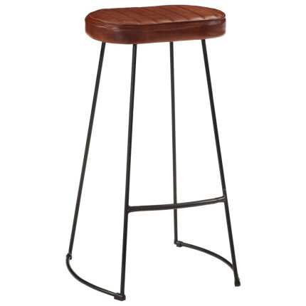 Tabourets de bar gavin Industriel / Rétro - Vintage en lot de 2 avec cadre en métal et revêtement en cuir Brun 44 x 37.5 x 78 cm