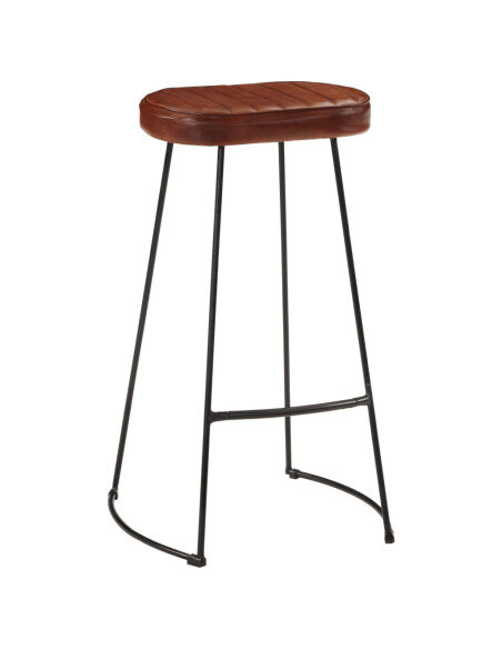 Tabourets de bar gavin Industriel / Rétro - Vintage en lot de 2 avec cadre en métal et revêtement en cuir Brun 44 x 37.5 x 78 cm Tabourets de bar gavin Industriel / Rétro - Vintage en lot de 2 avec cadre en métal et revêtement en cuir Brun 44 x 37.5 x 78 cm