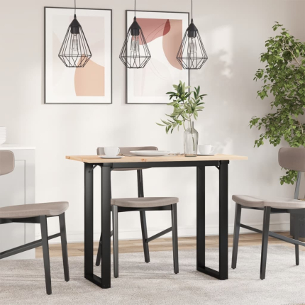 Table à manger Style Industriel cadre en O en bois de pin massif & fonte 100 x 50 x 75 cm {attributes}